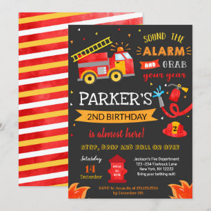Fire Truck Birthday Party Invitation Fireman