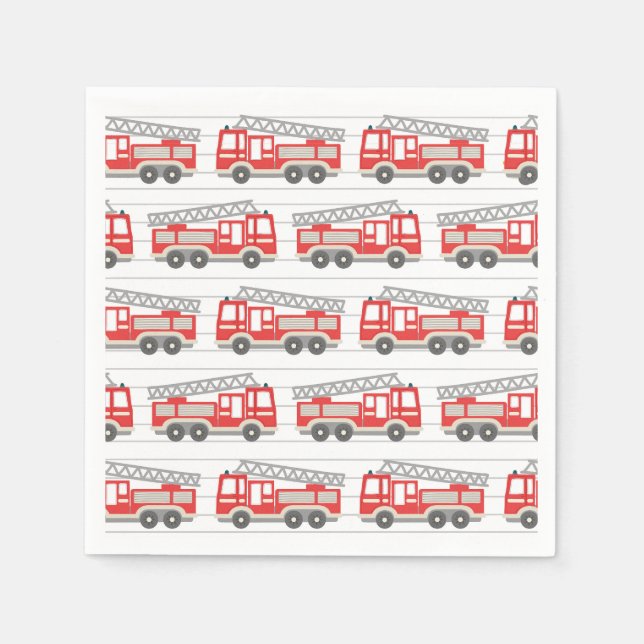 Fire Truck Birthday Party Napkin (Front)