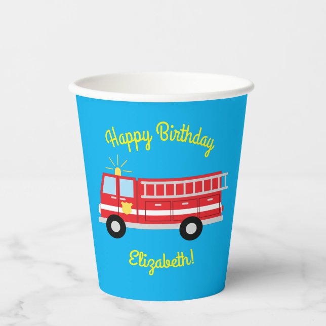 Fire Truck Birthday Party  Paper Cups (Front)