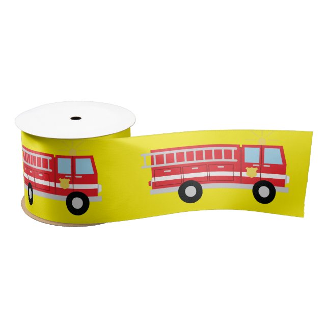 Fire Truck Birthday Party  Satin Ribbon (Spool)