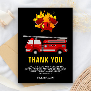 Fire Truck Birthday Party Thank You Card