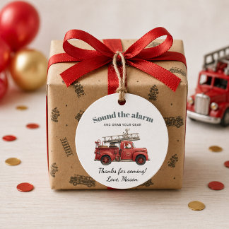 Fire Truck Birthday Sound the Alarm Favour Tags