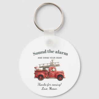 Fire Truck Birthday Sound the Alarm Keychain