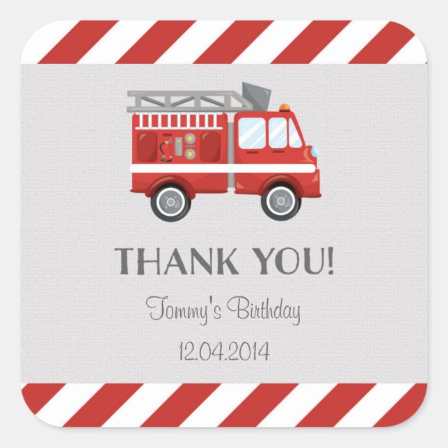 Fire Truck Birthday Sticker (Front)