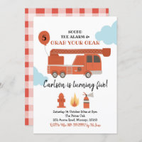 Fire Truck Boy Birthday Party Invitation