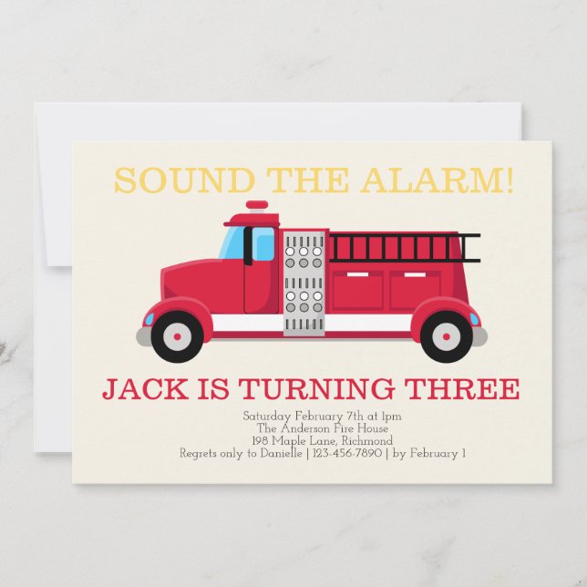 Fire Truck Boys Birthday Invitation (Front)