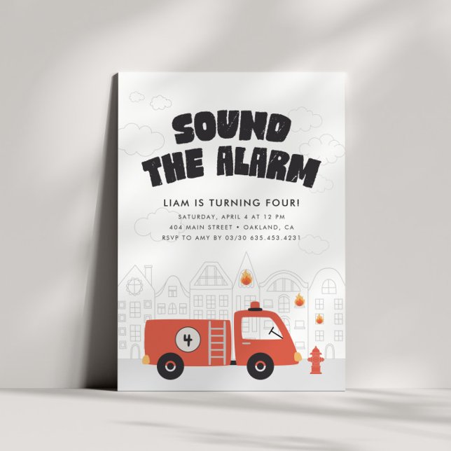 Fire Truck Boys' Firefighter Engine Birthday Party Invitation (Creator Uploaded)