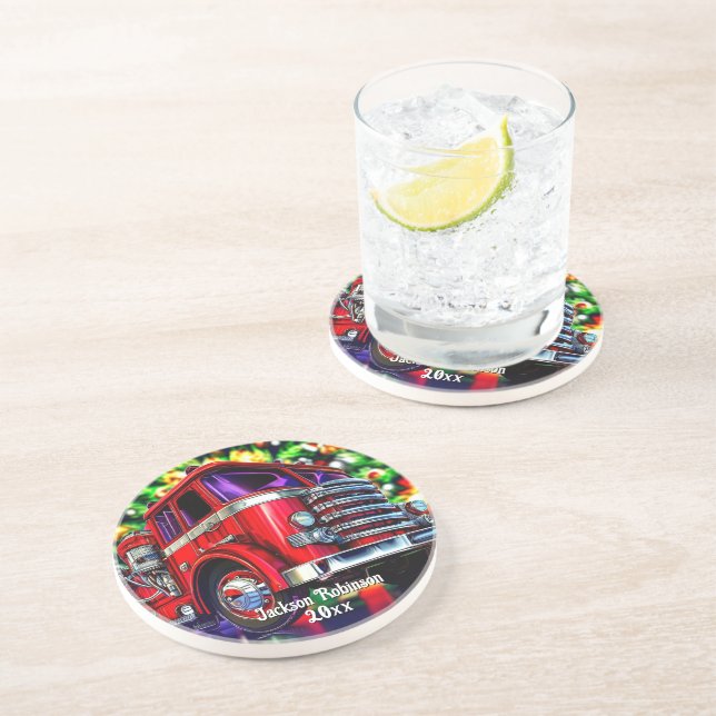 Fire Truck  Christmas Coaster (Side)