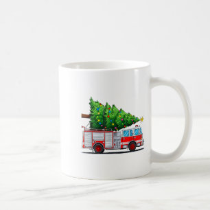 Fire Truck Christmas Tree Xmas Lights Firefighter  Coffee Mug