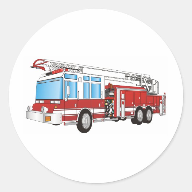 Fire Truck Classic Round Sticker (Front)