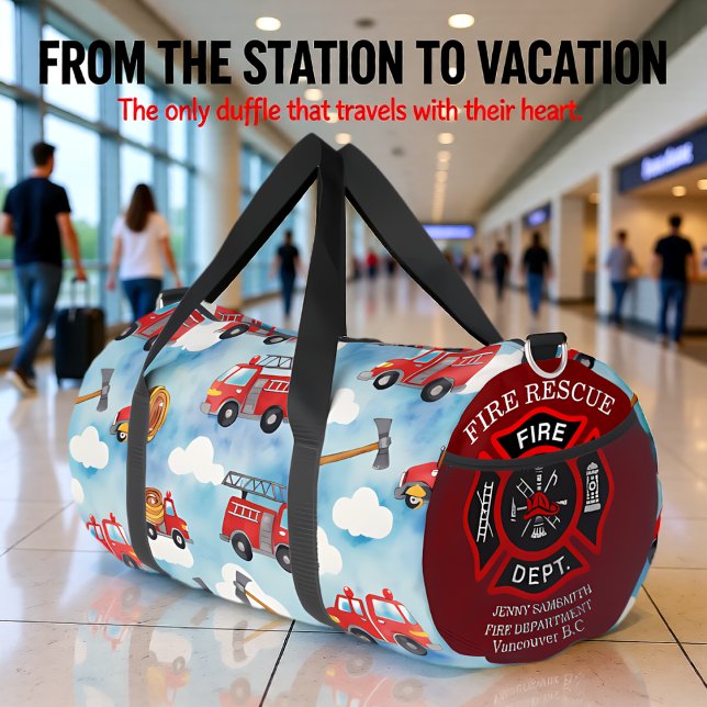 Fire Truck Clouds  Duffle Bag (Creator Uploaded)