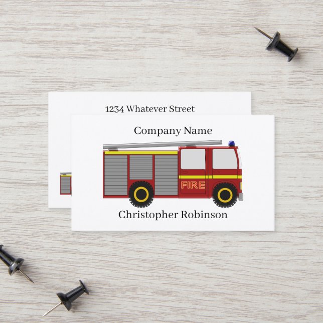 Fire Truck Design Calling Card (Front/Back In Situ)