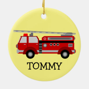 Fire Truck Design Ceramic Ornament
