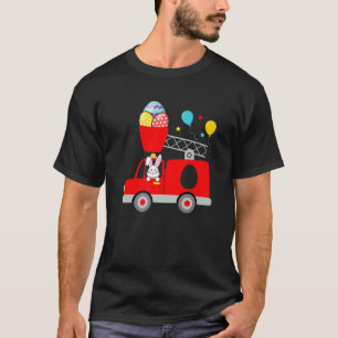 Fire Truck Easter Egg Cute Bunny Firefighter Toddl T-Shirt
