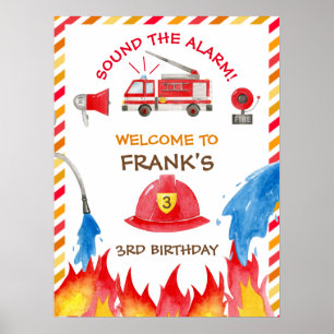 Fire Truck Fire Engine Birthday Party Welcome Sign
