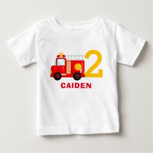 Fire Truck Firefighter Birthday Party Outfit  Baby T-Shirt