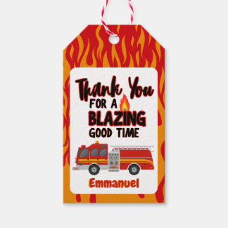 Fire Truck | Firefighter Birthday Party Thank you Gift Tags