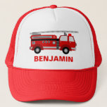 Fire Truck Firefighter Kids Trucker Hat<br><div class="desc">Cool firefighter theme hat.</div>