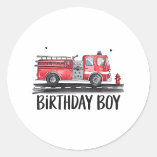 Fire Truck Firefighter The Birthday of Boy Family Classic Round Sticker