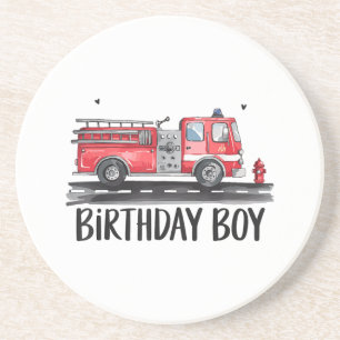 Fire Truck Firefighter The Birthday of Boy Family Coaster