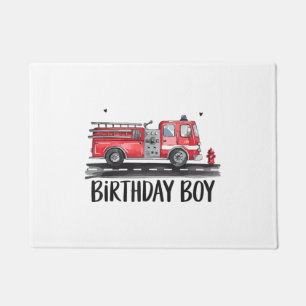 Fire Truck Firefighter The Birthday of Boy Family Doormat