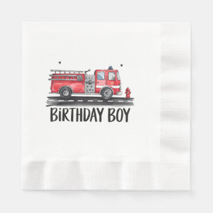 Fire Truck Firefighter The Birthday of Boy Family Napkin