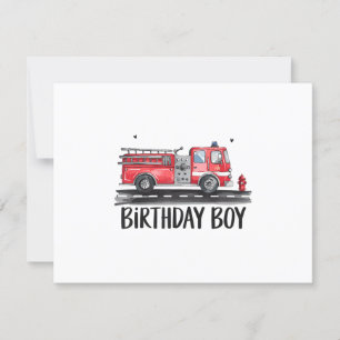 Fire Truck Firefighter The Birthday of Boy Family  RSVP Card