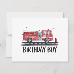 Fire Truck Firefighter The Birthday of Boy Family  Thank You Card