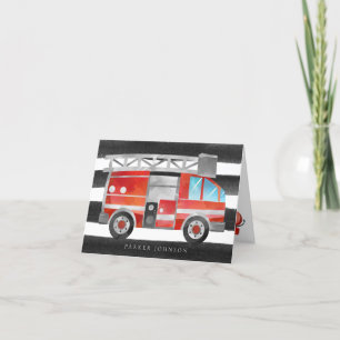 Fire Truck Folded Note Card Stationery