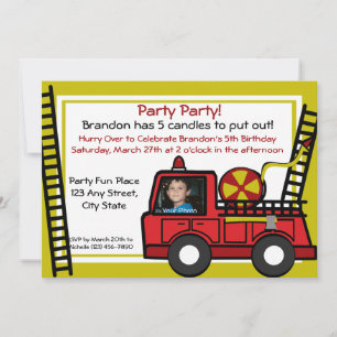 Fire Truck Fun/ Photo Invitation