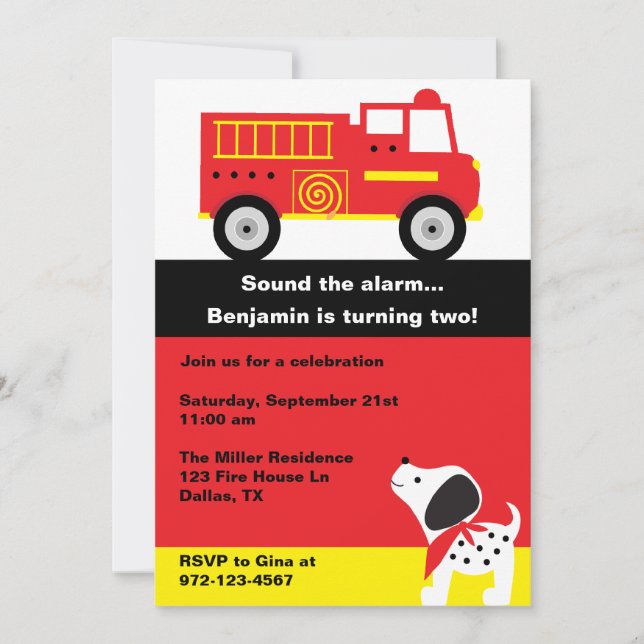 Fire Truck Invitations (Front)