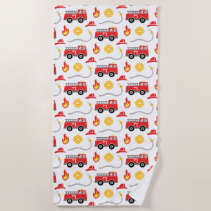 Fire Truck Kids Beach Towel