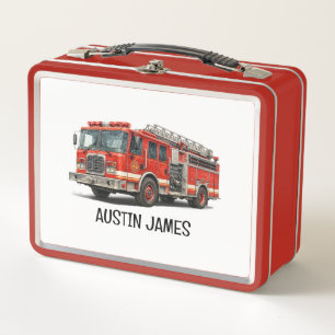 Fire Truck Kids Lunch Box Personalized for Boys