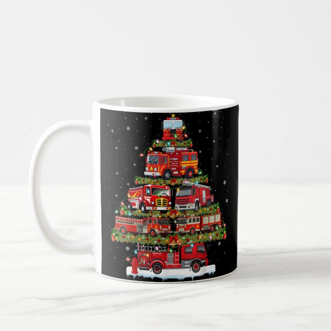 Fire Truck Lights Firefighter Fire Truck Christmas Coffee Mug (Left)