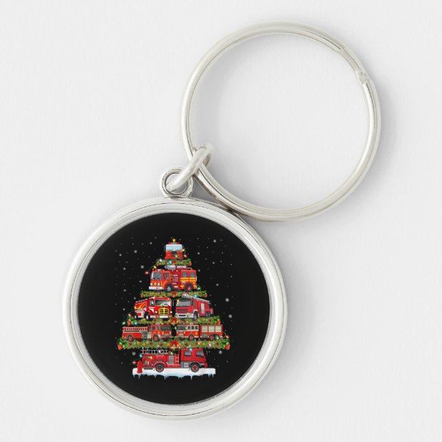 Fire Truck Lights Firefighter Fire Truck Christmas Keychain (Front)