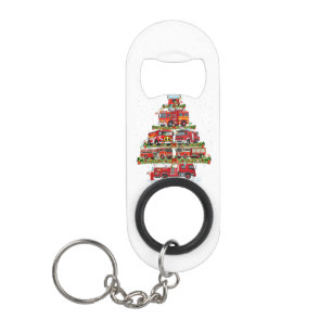 Fire Truck Lights Firefighter Fire Truck Christmas Keychain Bottle Opener