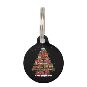 Fire Truck Lights Firefighter Fire Truck Christmas Pet Tag