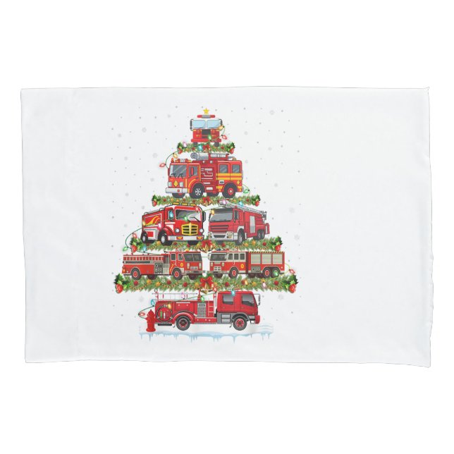 Fire Truck Lights Firefighter Fire Truck Christmas Pillowcase (Front)