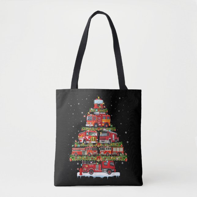 Fire Truck Lights Firefighter Fire Truck Christmas Tote Bag (Front)