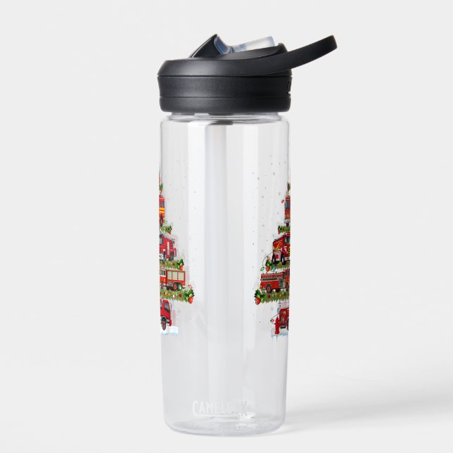 Fire Truck Lights Firefighter Fire Truck Christmas Water Bottle (Left)
