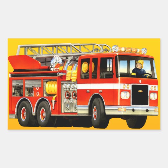 Fire Truck Party Sticker (Front)