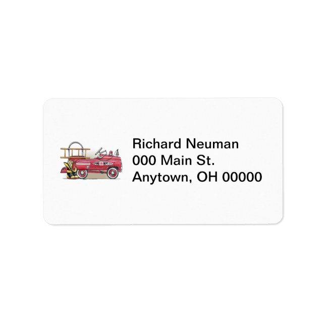 Fire Truck Pedal Car Address Label (Front)