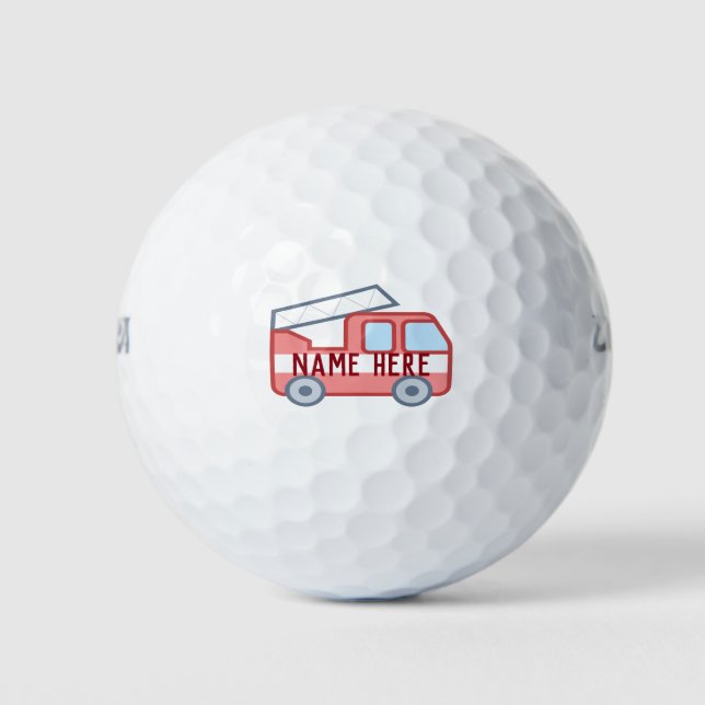 Fire Truck Personalize Customize Fun Red Golf Balls (Front)
