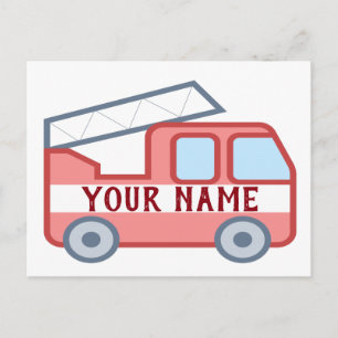 Fire Truck Personalize Customize Fun Red Postcard