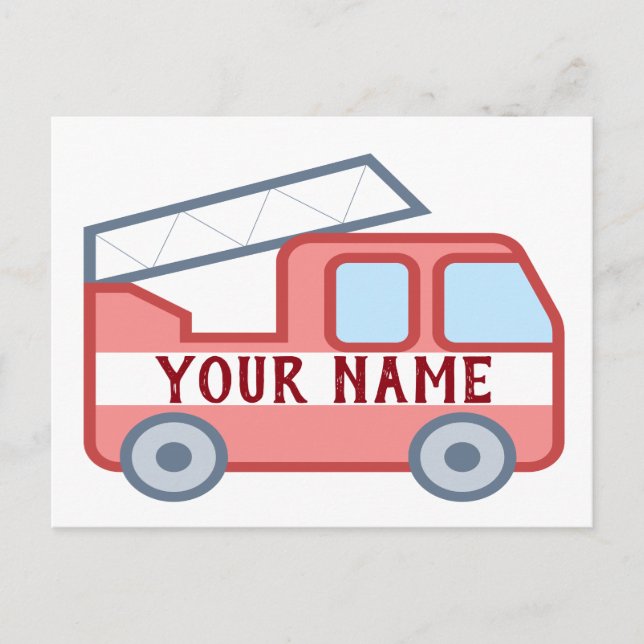 Fire Truck Personalize Customize Fun Red Postcard (Front)