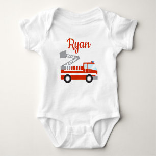 Fire Truck Personalized Baby Bodysuit