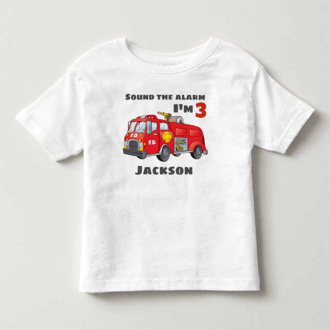 Fire Truck Personalized Birthday Tshirt (Front)