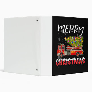 Fire Truck Pine Tree Firefighter Christmas Family Binder