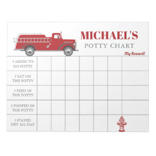 Fire Truck Potty Chart Personalized Name & Tasks Notepad