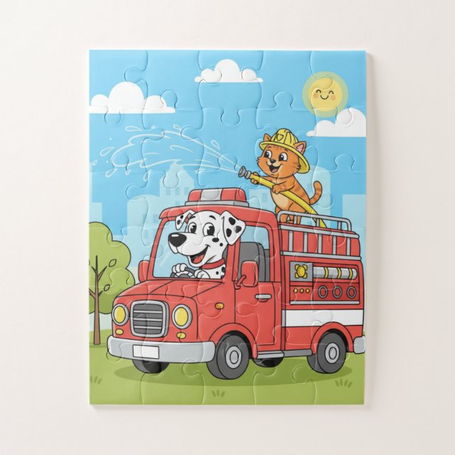 Fire Truck Puzzle for Kids (Vertical)